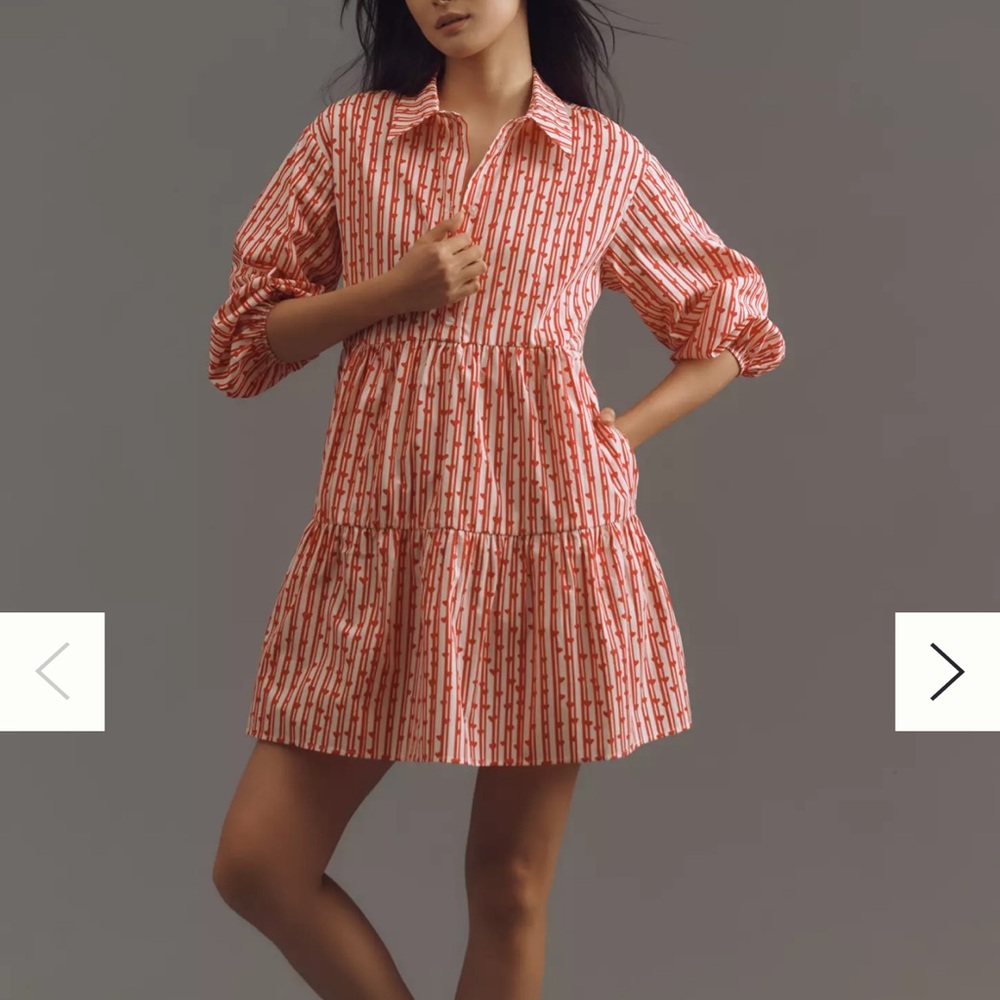 The Bettina Shirt Dress by Maeve: Mini Edition (Red) ♥️